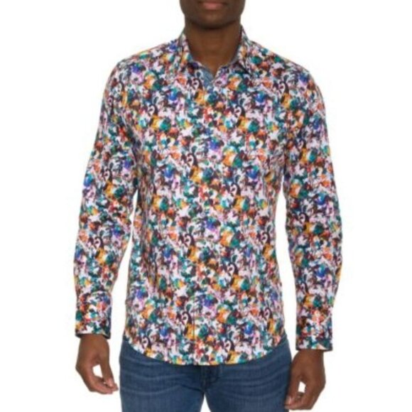 Robert Graham Como Paisley Sport Shirt In Blue Multicolor Size XL